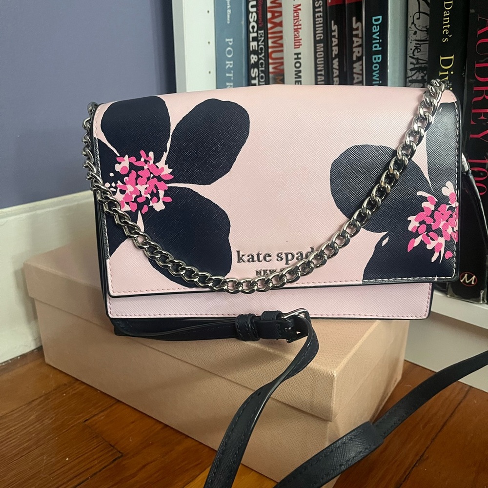 Kate Spade Black and Pink Floral Crossbody Bag